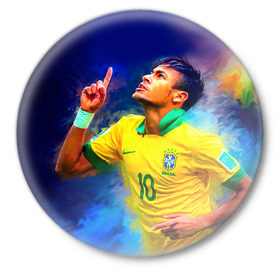 Значок с принтом Neymar в Белгороде,  металл | круглая форма, металлическая застежка в виде булавки | neymar | неймар | сборная бразилии