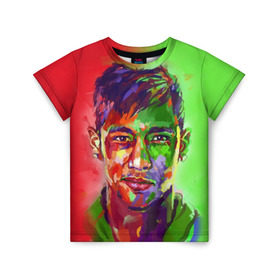 Детская футболка 3D с принтом Neymar в Белгороде, 100% гипоаллергенный полиэфир | прямой крой, круглый вырез горловины, длина до линии бедер, чуть спущенное плечо, ткань немного тянется | neymar | неймар | сборная бразилии