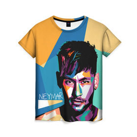 Женская футболка 3D с принтом Neymar в Белгороде, 100% полиэфир ( синтетическое хлопкоподобное полотно) | прямой крой, круглый вырез горловины, длина до линии бедер | neymar | неймар | сборная бразилии