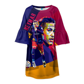 Детское платье 3D с принтом Neymar в Белгороде, 100% полиэстер | прямой силуэт, чуть расширенный к низу. Круглая горловина, на рукавах — воланы | neymar | неймар | сборная бразилии