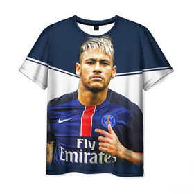 Мужская футболка 3D с принтом Neymar в Белгороде, 100% полиэфир | прямой крой, круглый вырез горловины, длина до линии бедер | neymar | psg | неймар | псж | сборная бразилии