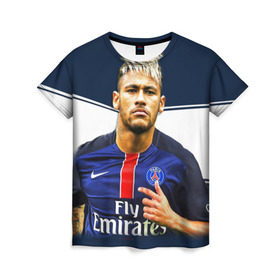 Женская футболка 3D с принтом Neymar в Белгороде, 100% полиэфир ( синтетическое хлопкоподобное полотно) | прямой крой, круглый вырез горловины, длина до линии бедер | neymar | psg | неймар | псж | сборная бразилии