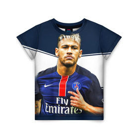 Детская футболка 3D с принтом Neymar в Белгороде, 100% гипоаллергенный полиэфир | прямой крой, круглый вырез горловины, длина до линии бедер, чуть спущенное плечо, ткань немного тянется | Тематика изображения на принте: neymar | psg | неймар | псж | сборная бразилии