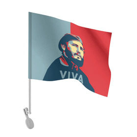 Флаг для автомобиля с принтом Фидель Кастро в Белгороде, 100% полиэстер | Размер: 30*21 см | cuba | fidel | диктатор | коммунизм | куба | президент | фидель