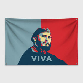 Флаг-баннер с принтом Фидель Кастро в Белгороде, 100% полиэстер | размер 67 х 109 см, плотность ткани — 95 г/м2; по краям флага есть четыре люверса для крепления | cuba | fidel | диктатор | коммунизм | куба | президент | фидель