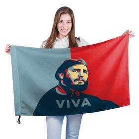 Флаг 3D с принтом Фидель Кастро в Белгороде, 100% полиэстер | плотность ткани — 95 г/м2, размер — 67 х 109 см. Принт наносится с одной стороны | cuba | fidel | диктатор | коммунизм | куба | президент | фидель