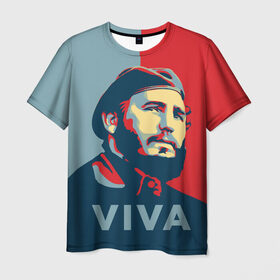 Мужская футболка 3D с принтом Фидель Кастро в Белгороде, 100% полиэфир | прямой крой, круглый вырез горловины, длина до линии бедер | cuba | fidel | диктатор | коммунизм | куба | президент | фидель