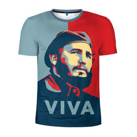 Мужская футболка 3D спортивная с принтом Фидель Кастро в Белгороде, 100% полиэстер с улучшенными характеристиками | приталенный силуэт, круглая горловина, широкие плечи, сужается к линии бедра | cuba | fidel | диктатор | коммунизм | куба | президент | фидель