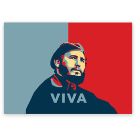 Поздравительная открытка с принтом Фидель Кастро в Белгороде, 100% бумага | плотность бумаги 280 г/м2, матовая, на обратной стороне линовка и место для марки
 | cuba | fidel | диктатор | коммунизм | куба | президент | фидель