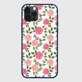 Чехол для iPhone 12 Pro с принтом РОЗЫ ПАТТЕРН | ROSES PATTERN в Белгороде, силикон | область печати: задняя сторона чехла, без боковых панелей | абстракция | коллаж | паттерн | растения | розы | цветы