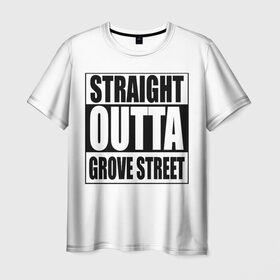 Мужская футболка 3D с принтом Straight Outta Grove Street в Белгороде, 100% полиэфир | прямой крой, круглый вырез горловины, длина до линии бедер | grand the auto | grove street | gta | san andreas | straight outta grove street