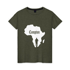 Женская футболка хлопок с принтом Африка, Compton, K. Lamar в Белгороде, 100% хлопок | прямой крой, круглый вырез горловины, длина до линии бедер, слегка спущенное плечо | 