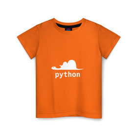 Детская футболка хлопок с принтом Питон - язык программирования в Белгороде, 100% хлопок | круглый вырез горловины, полуприлегающий силуэт, длина до линии бедер | Тематика изображения на принте: php | python | питон | программирование | слон