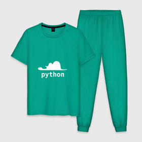 Мужская пижама хлопок с принтом Питон - язык программирования в Белгороде, 100% хлопок | брюки и футболка прямого кроя, без карманов, на брюках мягкая резинка на поясе и по низу штанин
 | php | python | питон | программирование | слон