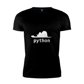 Мужская футболка премиум с принтом Питон - язык программирования в Белгороде, 92% хлопок, 8% лайкра | приталенный силуэт, круглый вырез ворота, длина до линии бедра, короткий рукав | php | python | питон | программирование | слон