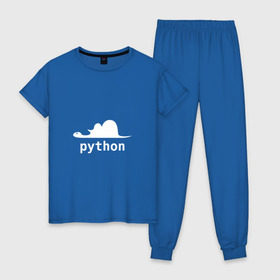 Женская пижама хлопок с принтом Питон - язык программирования в Белгороде, 100% хлопок | брюки и футболка прямого кроя, без карманов, на брюках мягкая резинка на поясе и по низу штанин | php | python | питон | программирование | слон