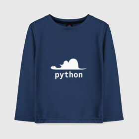 Детский лонгслив хлопок с принтом Питон - язык программирования в Белгороде, 100% хлопок | круглый вырез горловины, полуприлегающий силуэт, длина до линии бедер | php | python | питон | программирование | слон