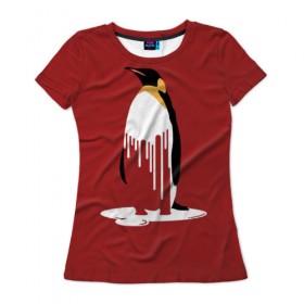 Женская футболка 3D с принтом Глобальное Потепление 2 в Белгороде, 100% полиэфир ( синтетическое хлопкоподобное полотно) | прямой крой, круглый вырез горловины, длина до линии бедер | животные | климат | пингвины | экология