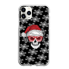 Чехол для iPhone 11 Pro Max матовый с принтом Santa Skull хипстер в Белгороде, Силикон |  | дед мороз | новогодний | паттерн | санта | снег | снежинки