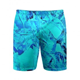Мужские шорты 3D спортивные с принтом Голубые краски в Белгороде,  |  | watercolor | абстракция красок | акварель | брызги красок | краска | потертость красок