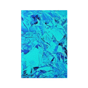 Обложка для паспорта матовая кожа с принтом Голубые краски в Белгороде, натуральная матовая кожа | размер 19,3 х 13,7 см; прозрачные пластиковые крепления | Тематика изображения на принте: watercolor | абстракция красок | акварель | брызги красок | краска | потертость красок