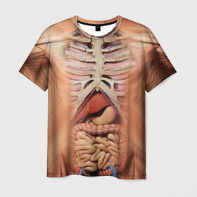 Мужская футболка 3D с принтом Грудная клетка в Белгороде, 100% полиэфир | прямой крой, круглый вырез горловины, длина до линии бедер | 