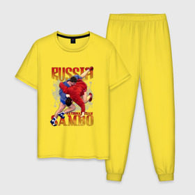 Мужская пижама хлопок с принтом Самбо в Белгороде, 100% хлопок | брюки и футболка прямого кроя, без карманов, на брюках мягкая резинка на поясе и по низу штанин
 | sambo