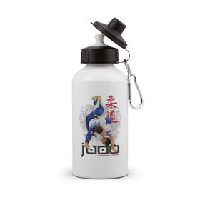 Бутылка спортивная с принтом Дзюдо в Белгороде, металл | емкость — 500 мл, в комплекте две пластиковые крышки и карабин для крепления | Тематика изображения на принте: judo | борьба | единоборство