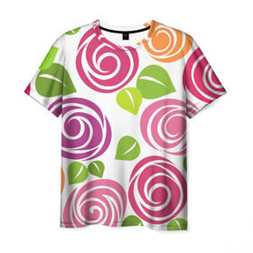 Мужская футболка 3D с принтом Розы Минимализм в Белгороде, 100% полиэфир | прямой крой, круглый вырез горловины, длина до линии бедер | flowers | розовый | розы | цветы