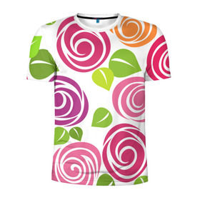 Мужская футболка 3D спортивная с принтом Розы Минимализм в Белгороде, 100% полиэстер с улучшенными характеристиками | приталенный силуэт, круглая горловина, широкие плечи, сужается к линии бедра | flowers | розовый | розы | цветы