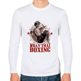 Мужской лонгслив хлопок с принтом Тайский бокс в Белгороде, 100% хлопок |  | Тематика изображения на принте: muay thai boxing