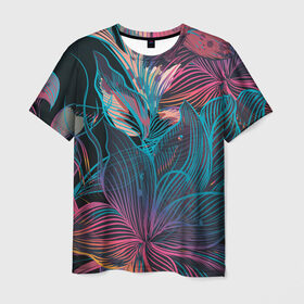 Мужская футболка 3D с принтом Авангард страсти в Белгороде, 100% полиэфир | прямой крой, круглый вырез горловины, длина до линии бедер | Тематика изображения на принте: красный | линии | синий | цвет | яркий