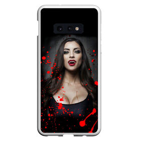 Чехол для Samsung S10E с принтом Вампирша в Белгороде, Силикон | Область печати: задняя сторона чехла, без боковых панелей | вампир | ведьма | девушка | кровь | праздник | хэллоуин