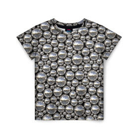 Детская футболка 3D с принтом Серебряные шары в Белгороде, 100% гипоаллергенный полиэфир | прямой крой, круглый вырез горловины, длина до линии бедер, чуть спущенное плечо, ткань немного тянется | серебро | шар | шарики | шары