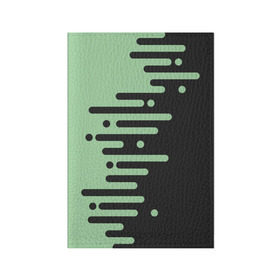 Обложка для паспорта матовая кожа с принтом Геометрический Инь Янь в Белгороде, натуральная матовая кожа | размер 19,3 х 13,7 см; прозрачные пластиковые крепления | Тематика изображения на принте: геометрия | зеленый | линии | полосы | фисташковый | черный