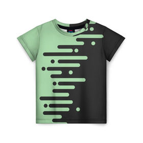 Детская футболка 3D с принтом Геометрический Инь Янь в Белгороде, 100% гипоаллергенный полиэфир | прямой крой, круглый вырез горловины, длина до линии бедер, чуть спущенное плечо, ткань немного тянется | Тематика изображения на принте: геометрия | зеленый | линии | полосы | фисташковый | черный