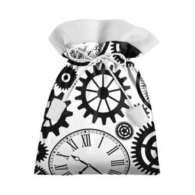 Подарочный 3D мешок с принтом Часы и шестеренки в Белгороде, 100% полиэстер | Размер: 29*39 см | pattern | узор | часы