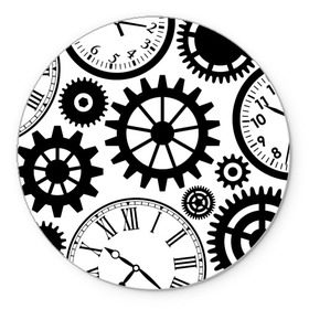 Коврик круглый с принтом Часы и шестеренки в Белгороде, резина и полиэстер | круглая форма, изображение наносится на всю лицевую часть | pattern | узор | часы