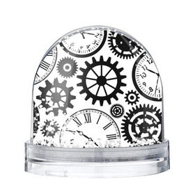 Снежный шар с принтом Часы и шестеренки в Белгороде, Пластик | Изображение внутри шара печатается на глянцевой фотобумаге с двух сторон | pattern | узор | часы