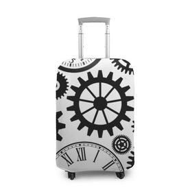 Чехол для чемодана 3D с принтом Часы и шестеренки в Белгороде, 86% полиэфир, 14% спандекс | двустороннее нанесение принта, прорези для ручек и колес | pattern | узор | часы