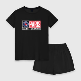 Женская пижама с шортиками хлопок с принтом Paris Saint-Germain - New collections 2018 в Белгороде, 100% хлопок | футболка прямого кроя, шорты свободные с широкой мягкой резинкой | psg | псж