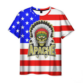Мужская футболка 3D с принтом Индейцы Apache в Белгороде, 100% полиэфир | прямой крой, круглый вырез горловины, длина до линии бедер | Тематика изображения на принте: apache | usa | америка | американец | индейцы | символика америки | сша