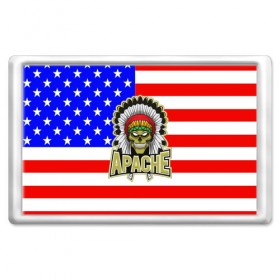 Магнит 45*70 с принтом Индейцы Apache в Белгороде, Пластик | Размер: 78*52 мм; Размер печати: 70*45 | apache | usa | америка | американец | индейцы | символика америки | сша