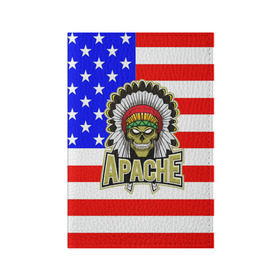 Обложка для паспорта матовая кожа с принтом Индейцы Apache в Белгороде, натуральная матовая кожа | размер 19,3 х 13,7 см; прозрачные пластиковые крепления | Тематика изображения на принте: apache | usa | америка | американец | индейцы | символика америки | сша