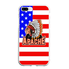 Чехол для iPhone 7Plus/8 Plus матовый с принтом Apache в Белгороде, Силикон | Область печати: задняя сторона чехла, без боковых панелей | Тематика изображения на принте: apache | usa | америка | американец | индейцы | символика америки | сша