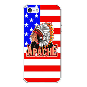 Чехол для iPhone 5/5S матовый с принтом Apache в Белгороде, Силикон | Область печати: задняя сторона чехла, без боковых панелей | Тематика изображения на принте: apache | usa | америка | американец | индейцы | символика америки | сша