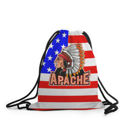 Рюкзак-мешок 3D с принтом Apache в Белгороде, 100% полиэстер | плотность ткани — 200 г/м2, размер — 35 х 45 см; лямки — толстые шнурки, застежка на шнуровке, без карманов и подкладки | apache | usa | америка | американец | индейцы | символика америки | сша