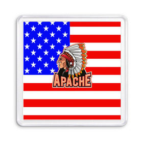 Магнит 55*55 с принтом Apache в Белгороде, Пластик | Размер: 65*65 мм; Размер печати: 55*55 мм | apache | usa | америка | американец | индейцы | символика америки | сша