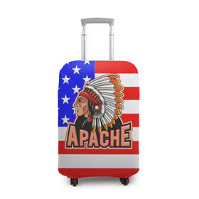 Чехол для чемодана 3D с принтом Apache в Белгороде, 86% полиэфир, 14% спандекс | двустороннее нанесение принта, прорези для ручек и колес | apache | usa | америка | американец | индейцы | символика америки | сша
