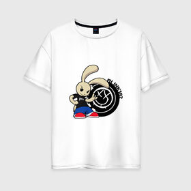Женская футболка хлопок Oversize с принтом Заяц Blink-182 в Белгороде, 100% хлопок | свободный крой, круглый ворот, спущенный рукав, длина до линии бедер
 | альтернативный | блинк | панк рок | поп панк | скейт панк